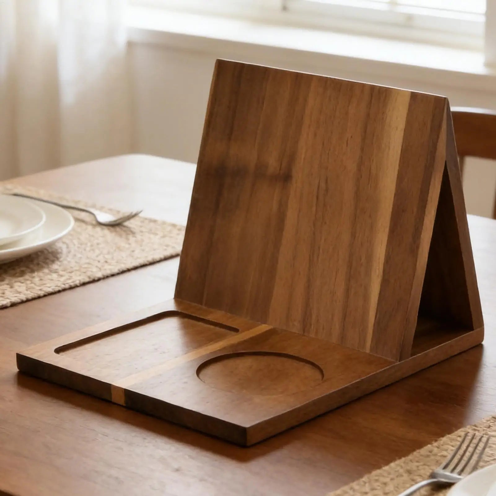 Wooden Book Stand with Cup Holder