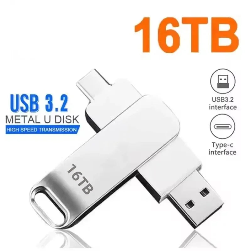16TB USB 3.2 Type-C Metal Flash Drive