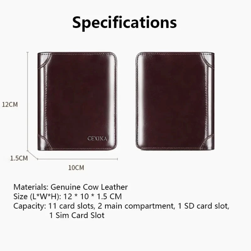 RFID Blocking Leather Trifold Wallet