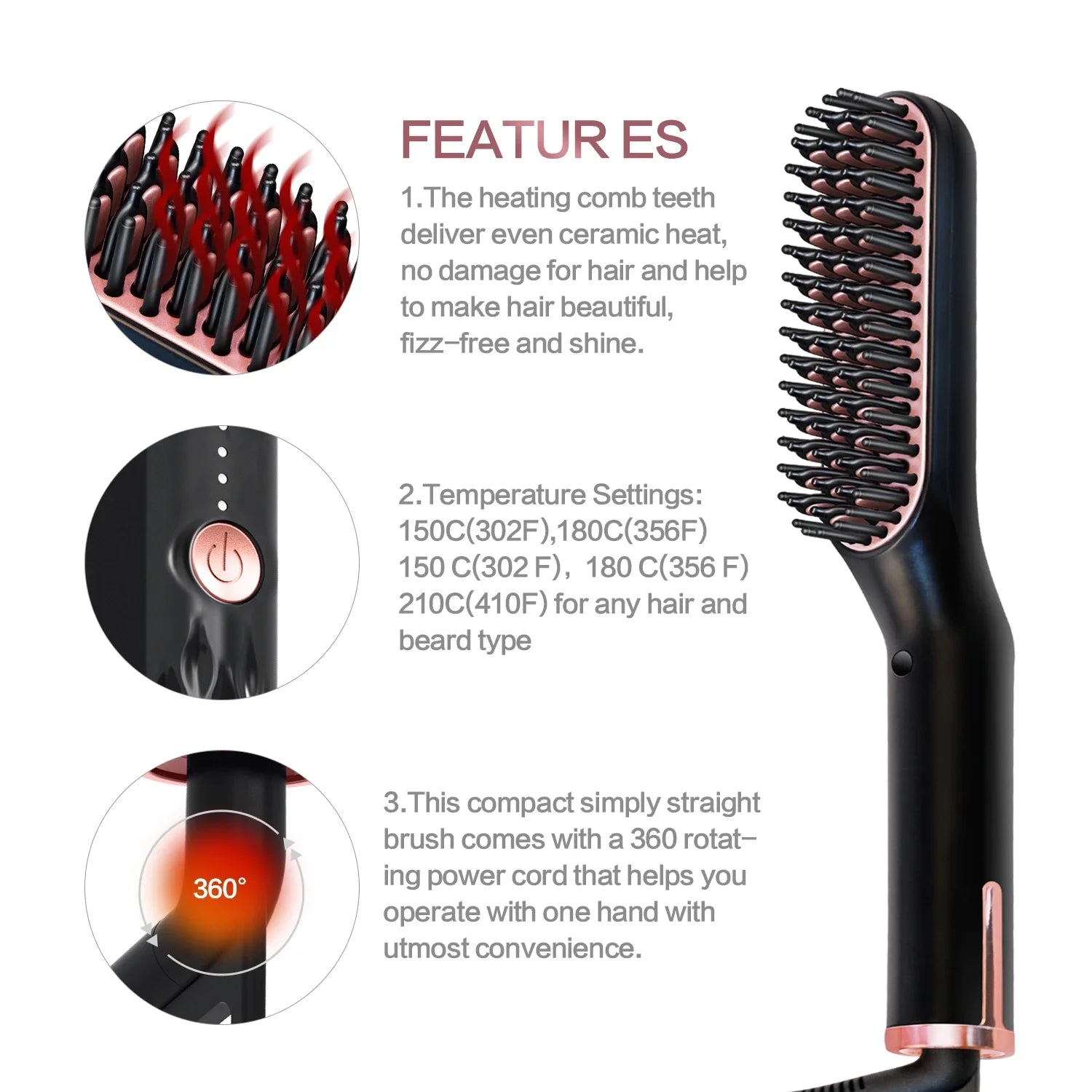 Men’s Electric Beard Straightening Brush