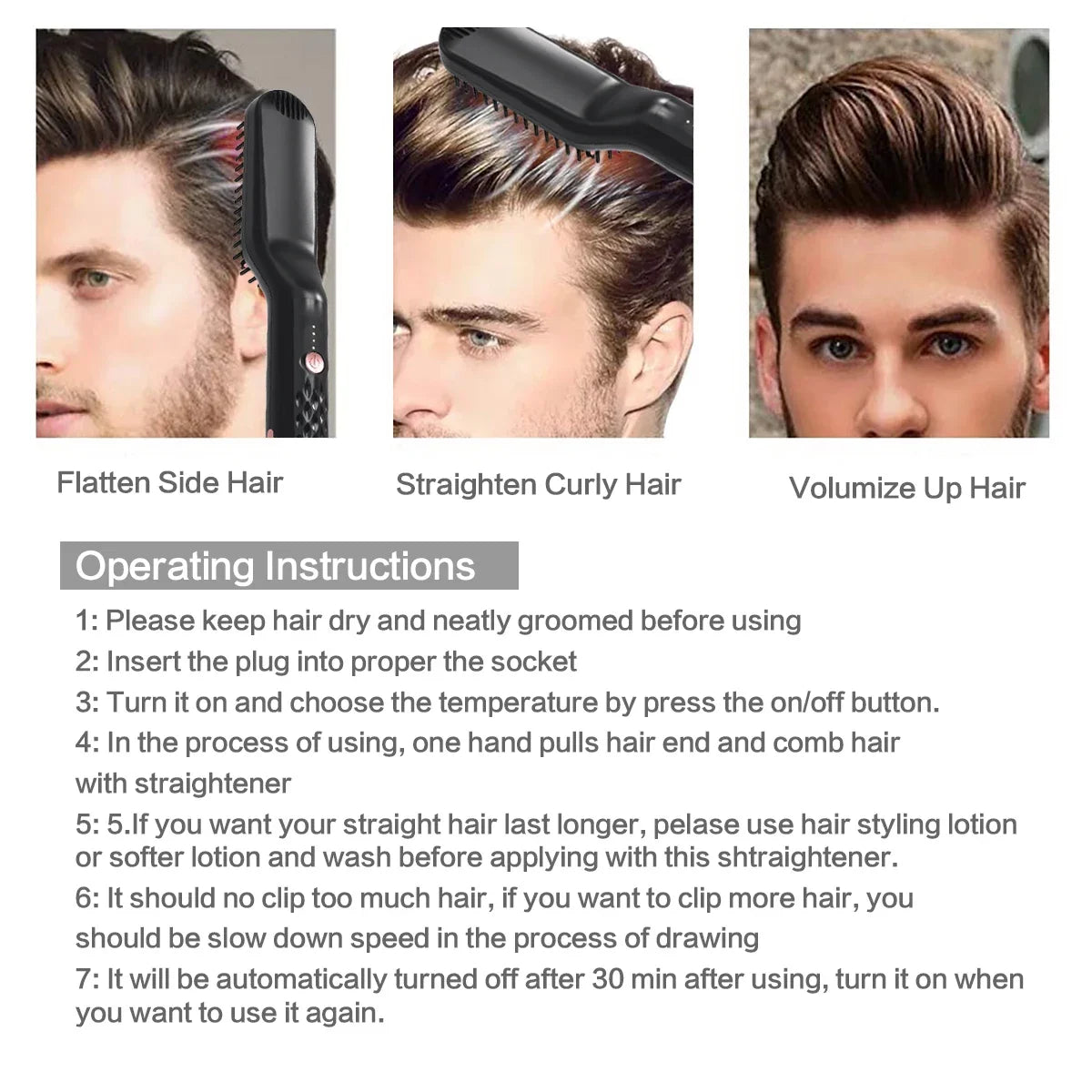 Men’s Electric Beard Straightening Brush
