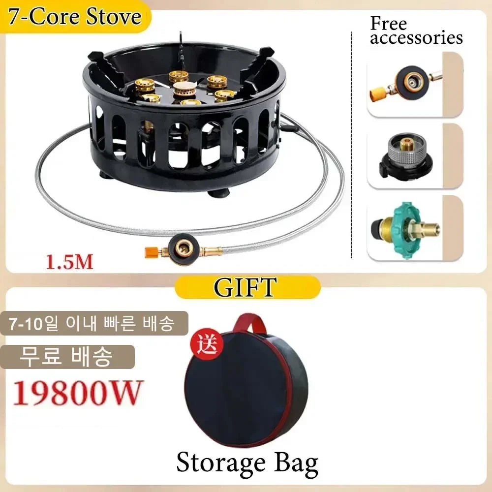 Portable 7-Core Camping Gas Stove
