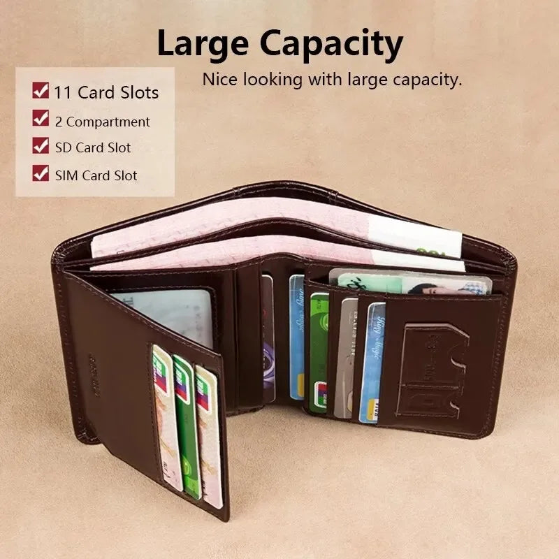 RFID Blocking Leather Trifold Wallet