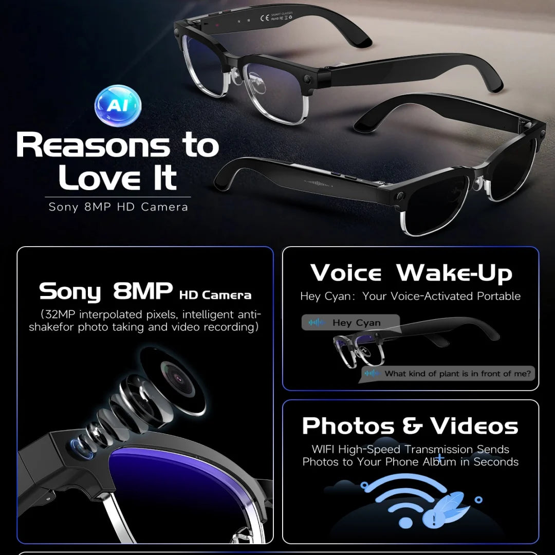 AI Smart Glasses with 4K Camera